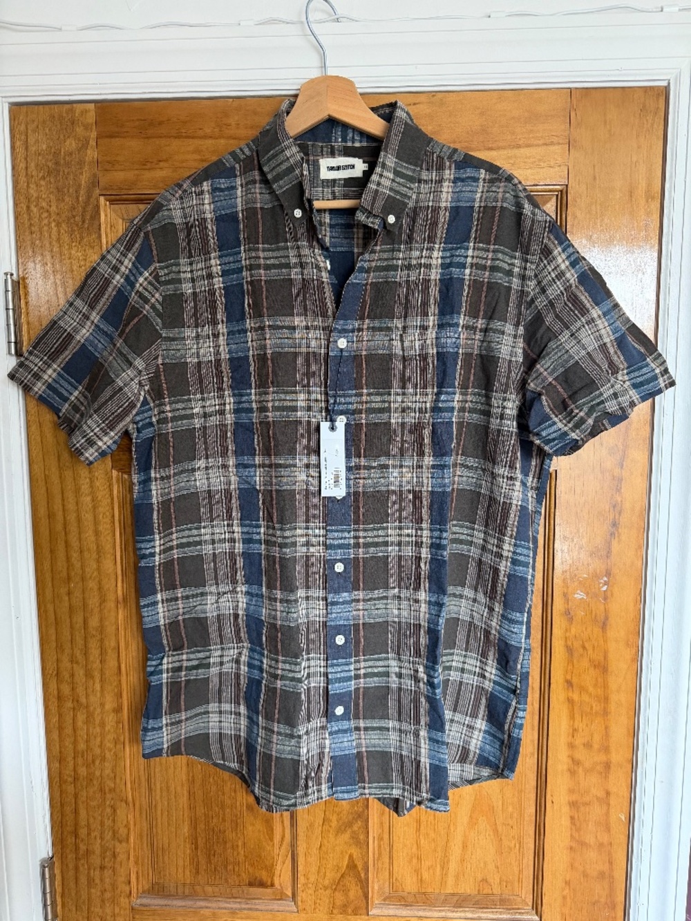 Taylor Stitch - The Jack - Men’s Short Sleeve Shirt - Atlantic Blue Plaid XL/44